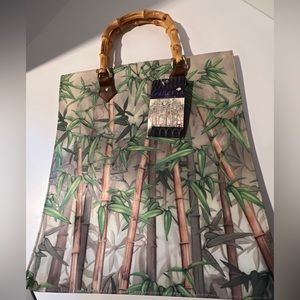 Galleria Enterprises Jungle Trees Leaves Tote Overnight Bag bamboo handles